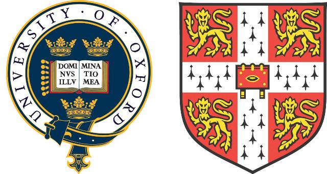 Gli stemmi delle Università di Oxford e Cambridge